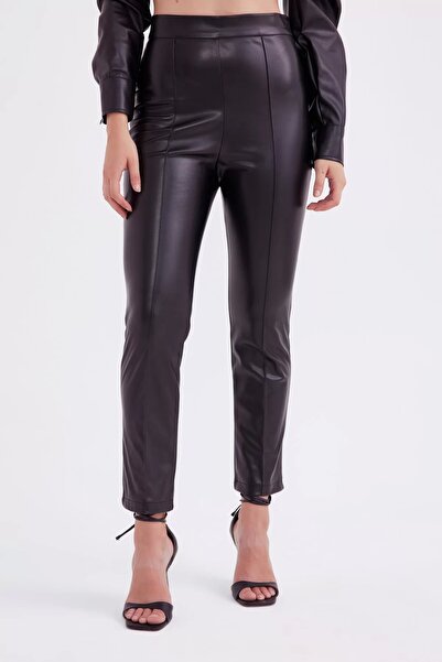 ayakuydur Kadın Siyah Deri Pantolon