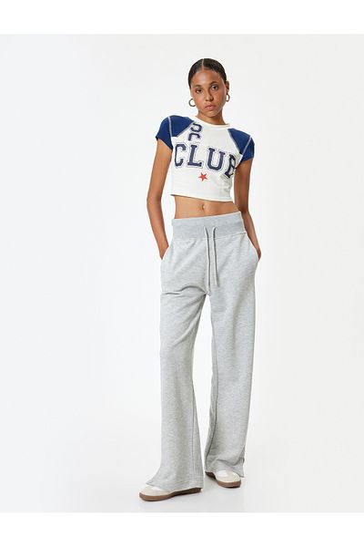 Koton High Waist and Lace-up Wide Leg Sweatpants