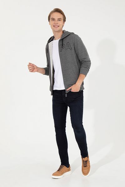 U.S. Polo Assn. Ανδρική πλεκτή ζακέτα Anthracite Melange 50253125 -vr081