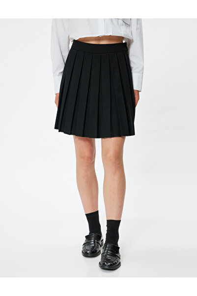 Koton Pileli Mini Etek Normal Bel Rahat Kesim