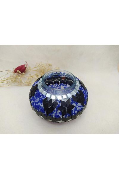 Hd Marketim Mosaic Handcrafted Medium Size 10 cm Lamp Glass Head Blue