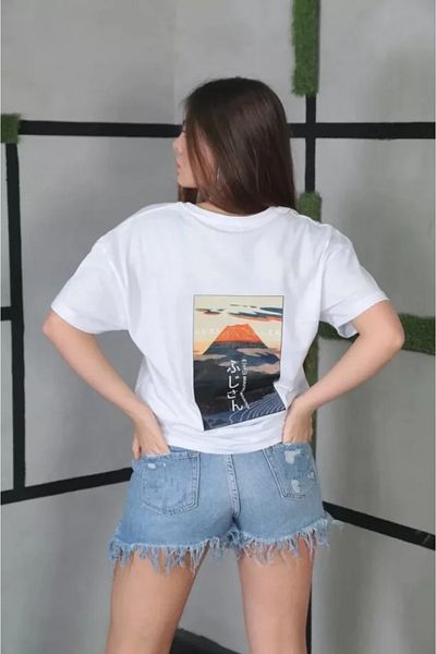 JANES Λευκό μπλουζάκι Unisex Oversize με στάμπα με λαιμόκοψη