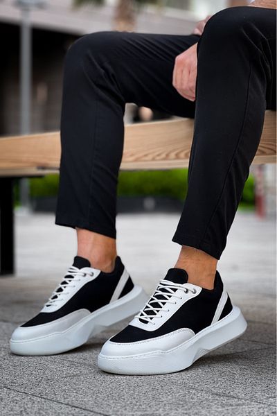 BOA Ba0354 Casual Lace-Up Men's White Piece White High Sole Sneakers