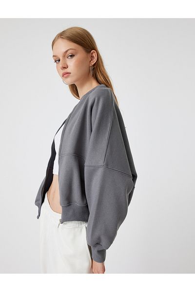 Koton Vyvýšená oversize mikina na zip s prošíváním