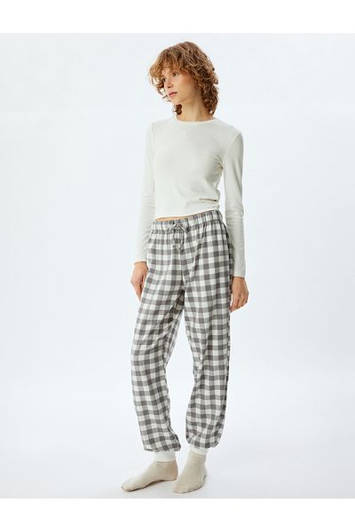 Koton Jogger-Pyjamahose aus Baumwolle – elastische Taille, Krawatte