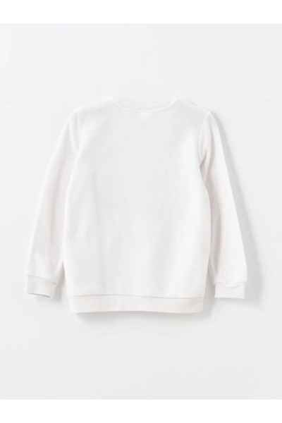 LC Waikiki Lcw Kids Ecru Crew Neck Embroidered Fleece Girl's Pajama Set