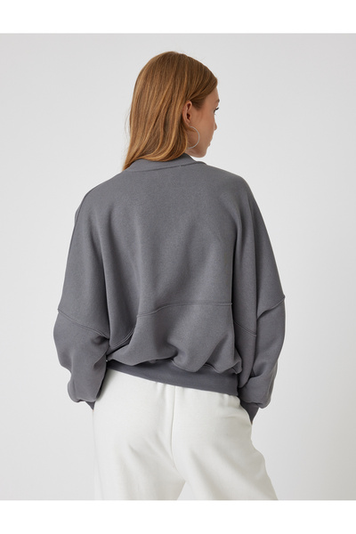 Koton Vyvýšená oversize mikina na zip s prošíváním