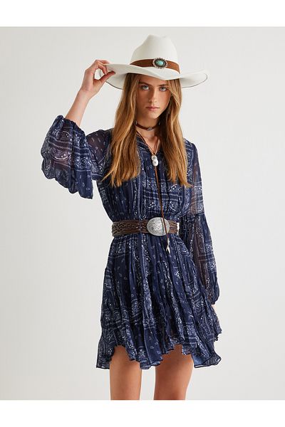 Koton Φόρεμα με έθνικ σχέδιο RuFFle Mini ChiFFon - Μακρύ μανίκι Άνετη Εφαρμογή
