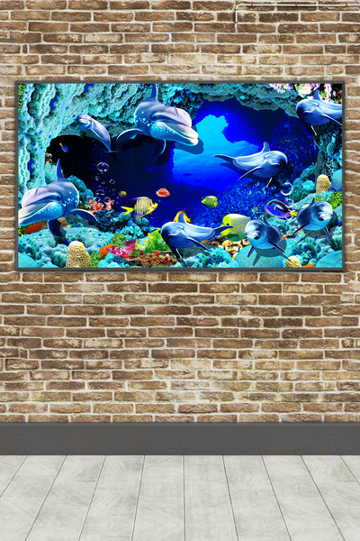 poster marketi Renkli Denizaltı Manzaralı Kendinden Yapışkanlı Poster Duvar K...