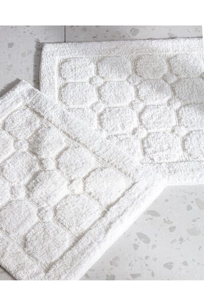 Madame Coco Annabella 2 Pack Cotton Bath Mat - Ecru