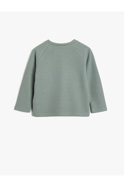 Koton Round Neck Knitwear Sweater - Button Detailed, Long Sleeve