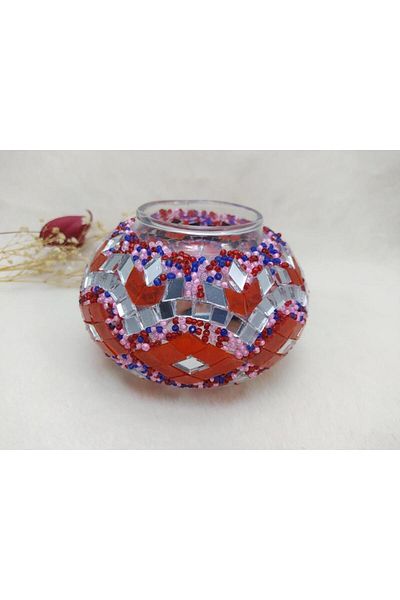 Hd Marketim Medium Size 10cm Red Lamp Glass - Mosaic Handcrafted Head
