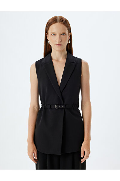 Koton Kruvaze Kemerli Uzun Yelek