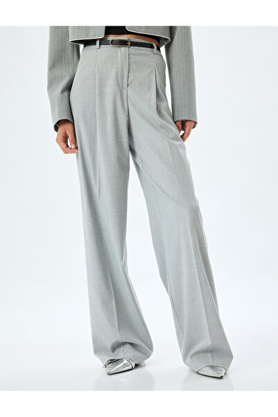 Koton Yüksek Bel Cep Detaylı Viskon Karışımlı Kumaş Palazzo Pantolon