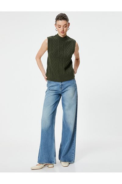 Koton Textured Crew Neck Sleeveless Hair Knit Sweater