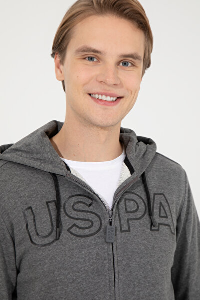 U.S. Polo Assn. Ανδρική πλεκτή ζακέτα Anthracite Melange 50253125-VR081