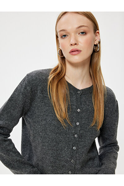 Koton Basic Triko Hırka Bisiklet Yaka Düğmeli Uzun Kollu Yumuşak Dokulu