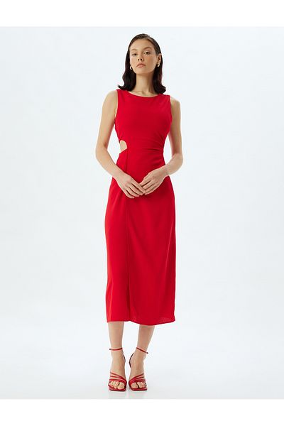 Koton Draped Red Women's Dress 5Wak80028Uw