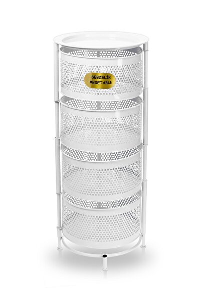 Doğa Dizayn Sebzelik Yana Açılabilir Metal 4 Bölmeli Sebzelik | Beyaz