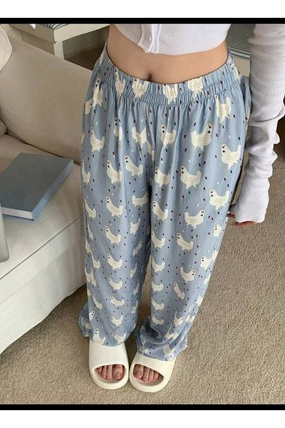 eyonnwear Partea de jos de pijama unisex cu model animal cu pantaloni largi