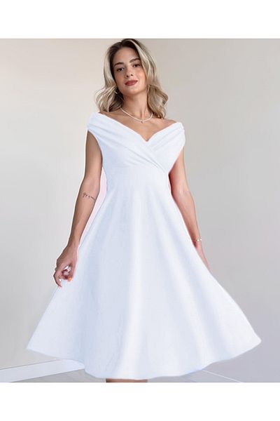 gelirr Women's Short Sleeve Double Breasted Collar Skirt Flounce Crepe Dress