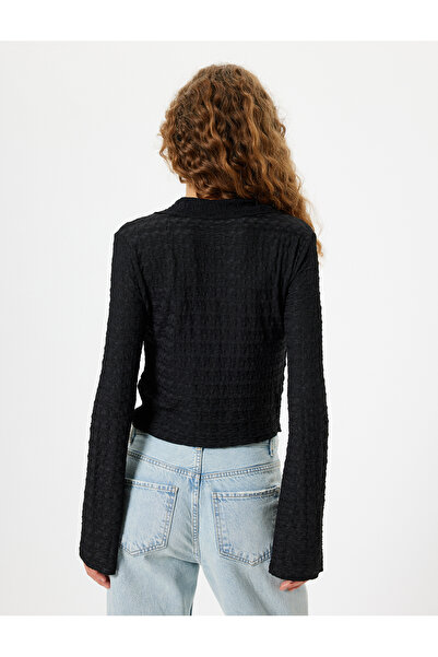 Koton Μακρυμάνικο πουκάμισο με υφή με κουμπιά, μπλουζάκι με πέτο και τυλίγματα