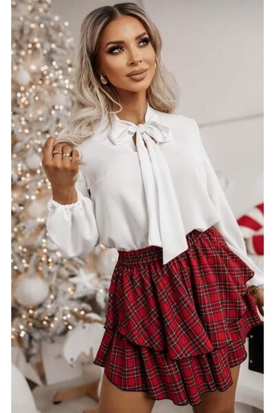 JANES Λεπτομερές σετ δύο τεμαχίων γυναικείο γιακά κατάδυσης με φιόγκο