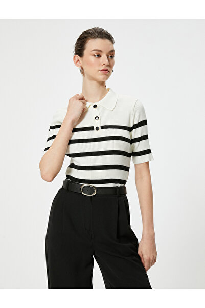 Koton Pulover cu mânecă scurtă cu gât polo - cu nasturi