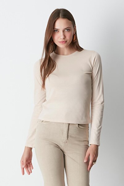 C&City Μπλουζάκι Basic μακρυμάνικο με λαιμόκοψη 2 Pack - 955 Μπεζ/Καφέ