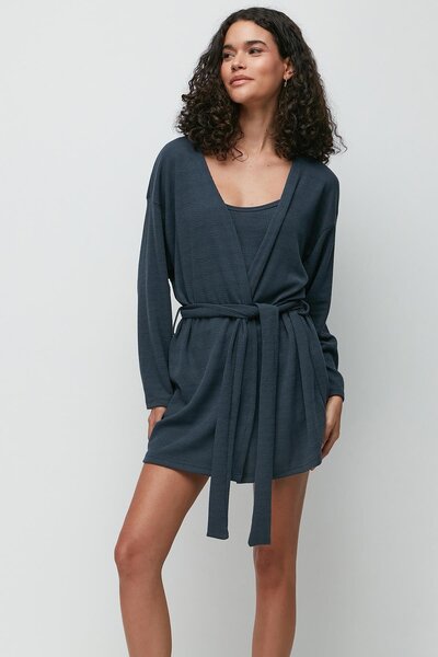 C&City Smoked Corded 3-Piece Dressing Gown Set - 9136