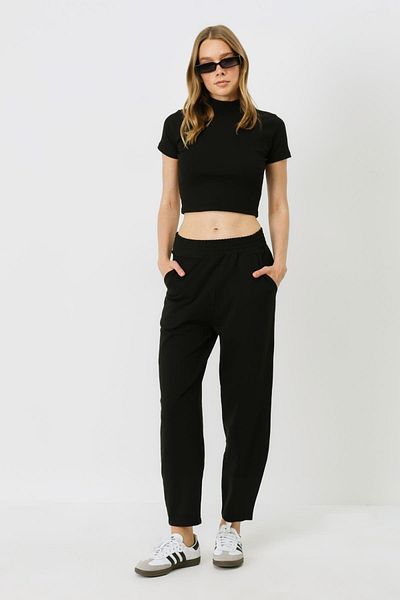C&City Schwarze Damen-Jogginghose - Detaillierte Nähte 745