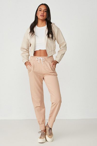 C&City Pantaloni de sport plisați în talie și picior 742 Milk Coffee