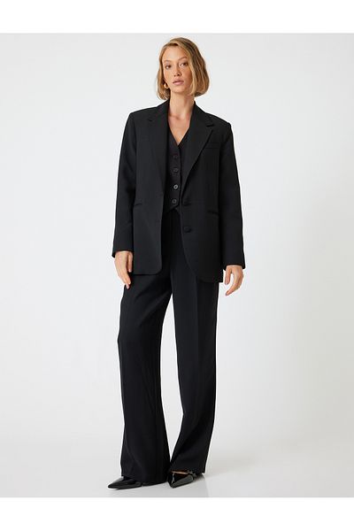 Koton Fabric Oversize Trousers Wide Leg Standard Waist Pocket