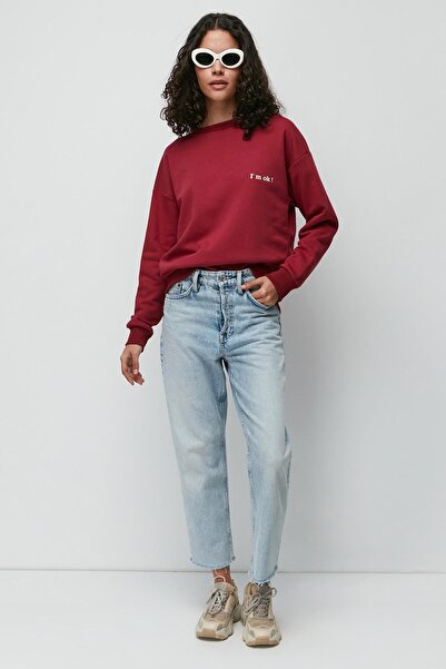 C&City Μακρυμάνικο χοντρό μπλουζάκι με στάμπα 950 Claret Red