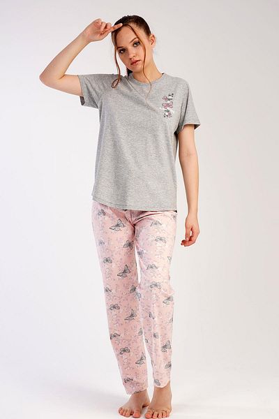 C&City Gray Short Sleeve Pajama Set - 441014
