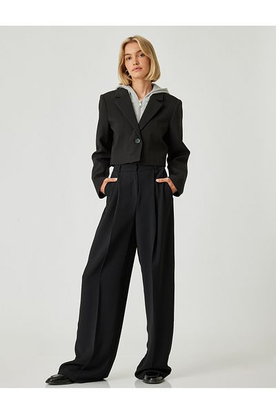 Koton Bunda Crop Blazer s kapucí a dvojitým střihem