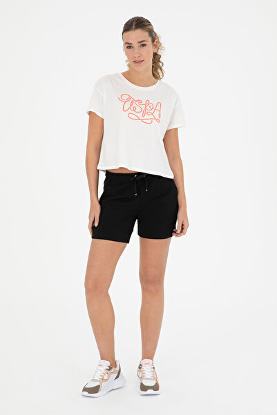 U.S. Polo Assn. Tricou de damă ecru cu guler rotund 50286053 -VR019