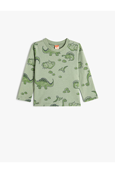 Koton Dinosaur Printed Long Sleeve Crew Neck T-Shirt