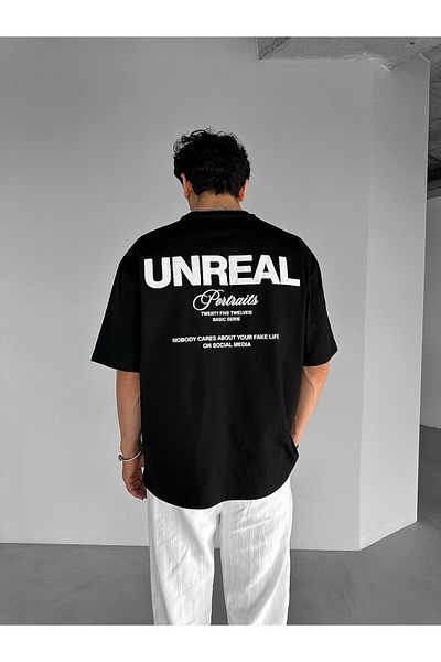 ablukaonline Μαύρο ανδρικό μπλουζάκι - Oversize, 100% βαμβάκι, ανάγλυφο εμπριμέ