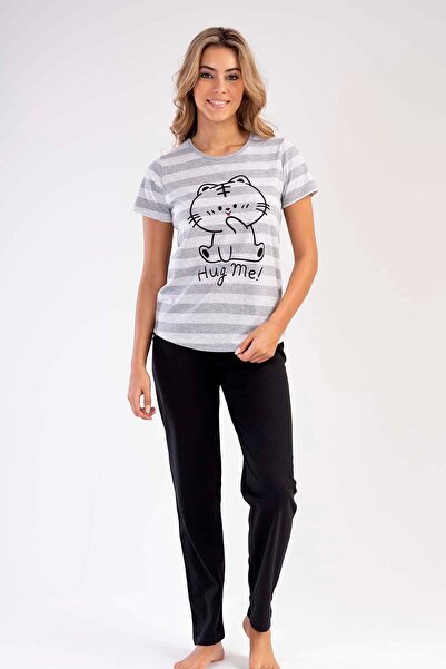 C&City Kurzarm-Pyjama-Set Schwarz-441046