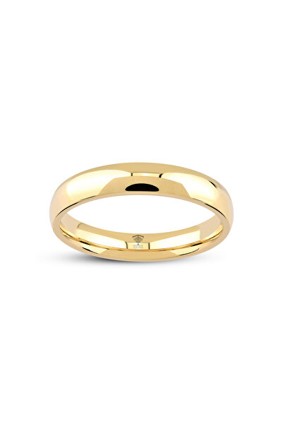 Tuğrul Kuyumculuk 14 Ayar Altın Klasik Düz Bombeli Alyans- 4 mm