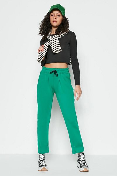 C&City Jogginghose mit Falten an Taille und Bein 810 Grün