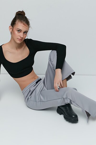 C&City Slit Flared Sweatpants 843 Gray