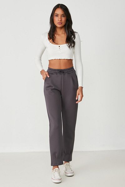 C&City Waist And Leg Pleated Sweatpants 810 Smoked