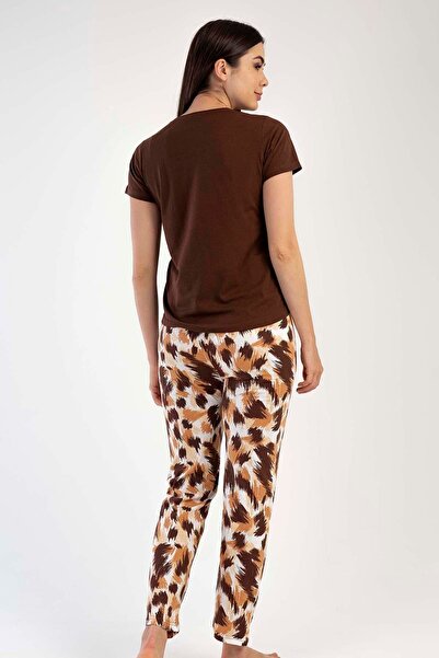 C&City Brown Short Sleeve Pajama Set - 441018