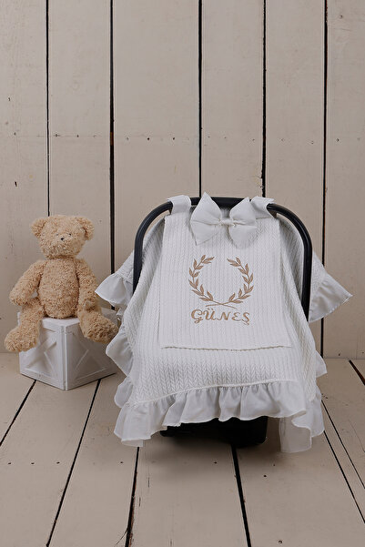 JUNİPERUS Pike Fırfırlı Kişiye Özel Nakışlı Puset Örtüsü