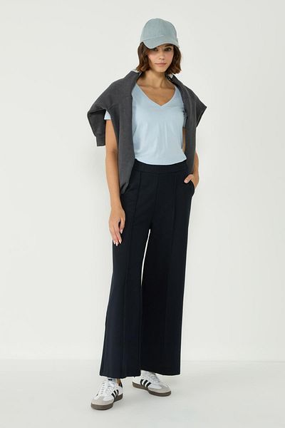 C&City Marineblaue Palazzo-Sweatpants für Damen – 746 mit Nahtdetails