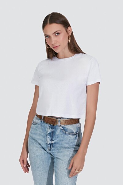 C&City T-Shirt 2-Piece Crop - Crew Neck, Κοντό μανίκι, Μαύρο/Λευκό 956