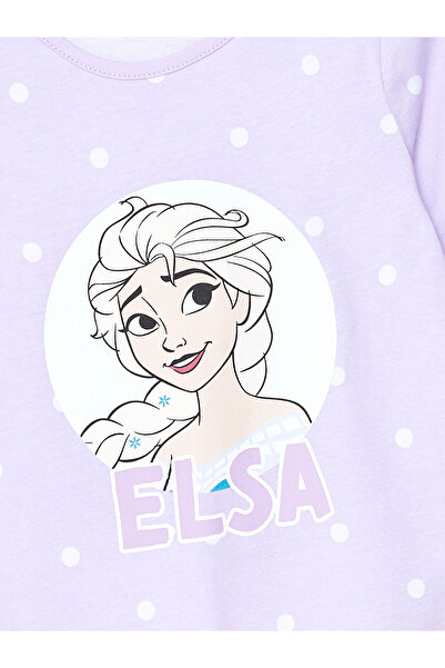 LC Waikiki Lcwk Bisiklet Yaka Elsa Baskılı Uzun Kollu Kız Çocuk Pijama Takımı