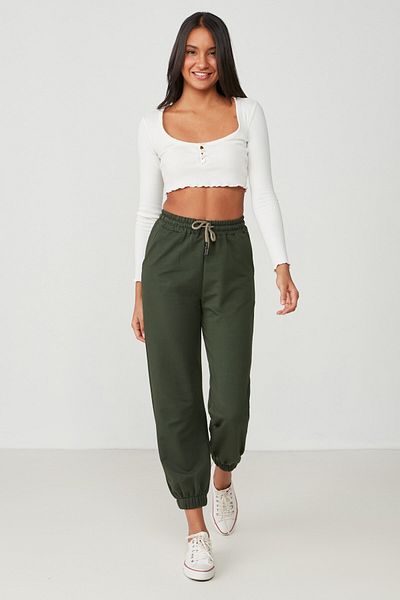 C&City بنطال رياضي مطاطي من Jogger 737 كاكي